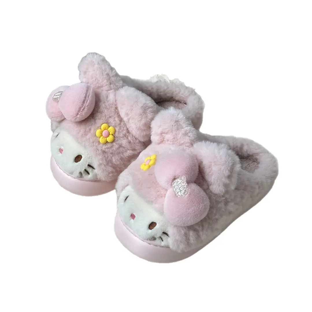 Qidan Shoe Factory Cartoon Cotton Slippers New Women's Autumn and Winter Cute Home Indoor Velvet Warm Parent-Child Furry Cotton Slippers - Image 7