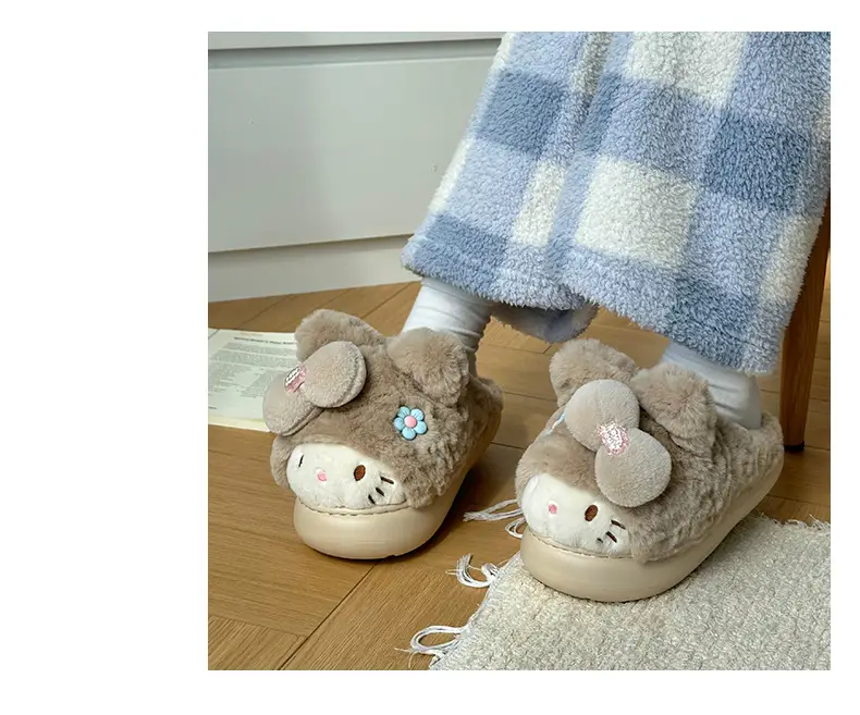 Qidan Shoe Factory Cartoon Cotton Slippers New Women's Autumn and Winter Cute Home Indoor Velvet Warm Parent-Child Furry Cotton Slippers — feature 4