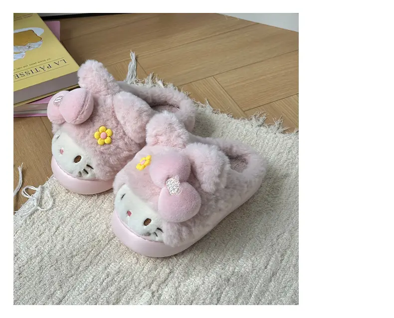 Qidan Shoe Factory Cartoon Cotton Slippers New Women's Autumn and Winter Cute Home Indoor Velvet Warm Parent-Child Furry Cotton Slippers — feature 5