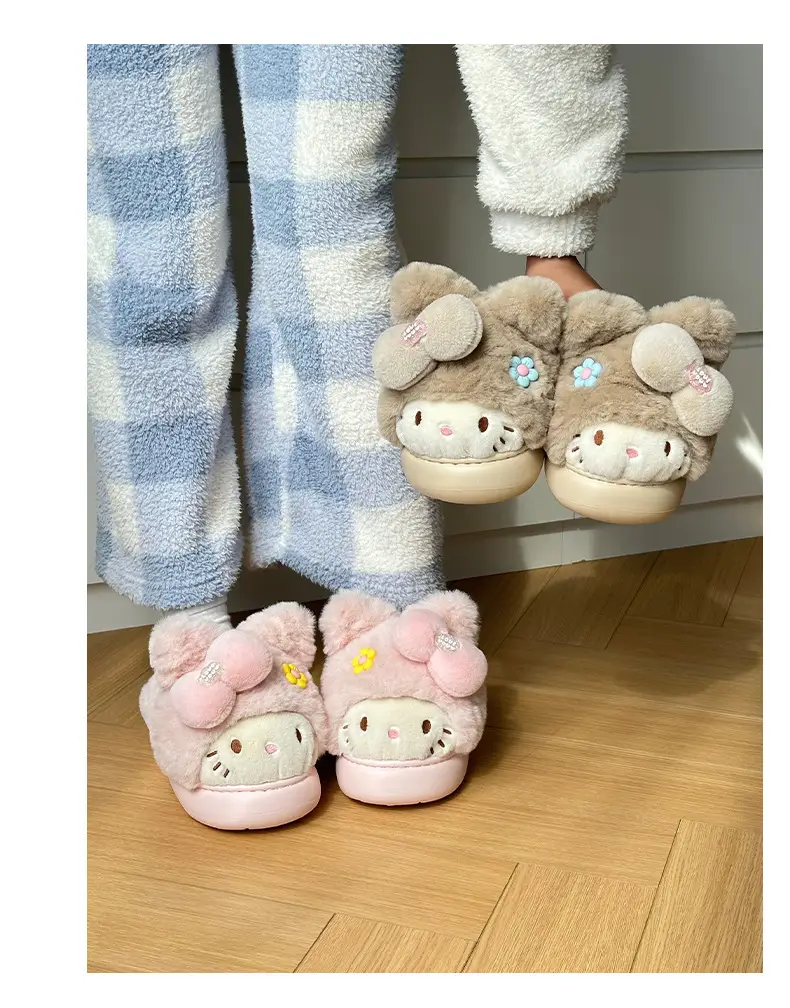 Qidan Shoe Factory Cartoon Cotton Slippers New Women's Autumn and Winter Cute Home Indoor Velvet Warm Parent-Child Furry Cotton Slippers — feature 6