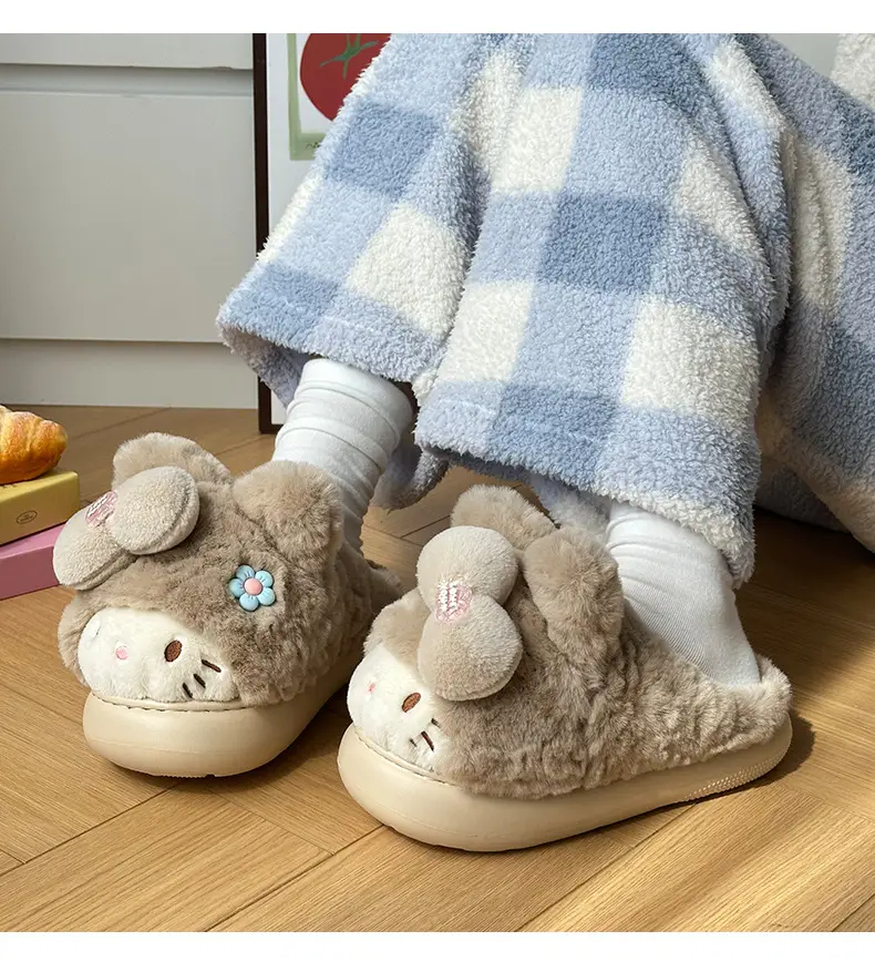 Qidan Shoe Factory Cartoon Cotton Slippers New Women's Autumn and Winter Cute Home Indoor Velvet Warm Parent-Child Furry Cotton Slippers — feature 7
