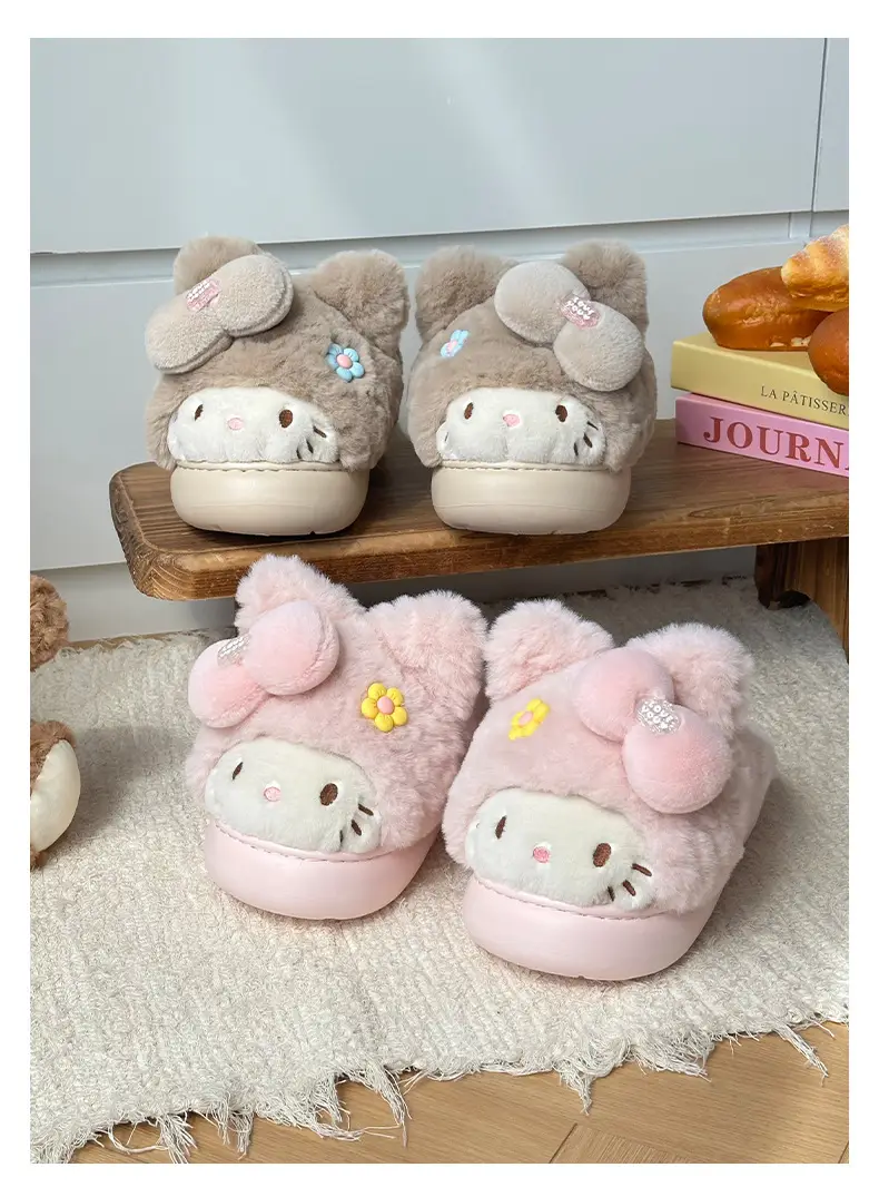 Qidan Shoe Factory Cartoon Cotton Slippers New Women's Autumn and Winter Cute Home Indoor Velvet Warm Parent-Child Furry Cotton Slippers — feature 8
