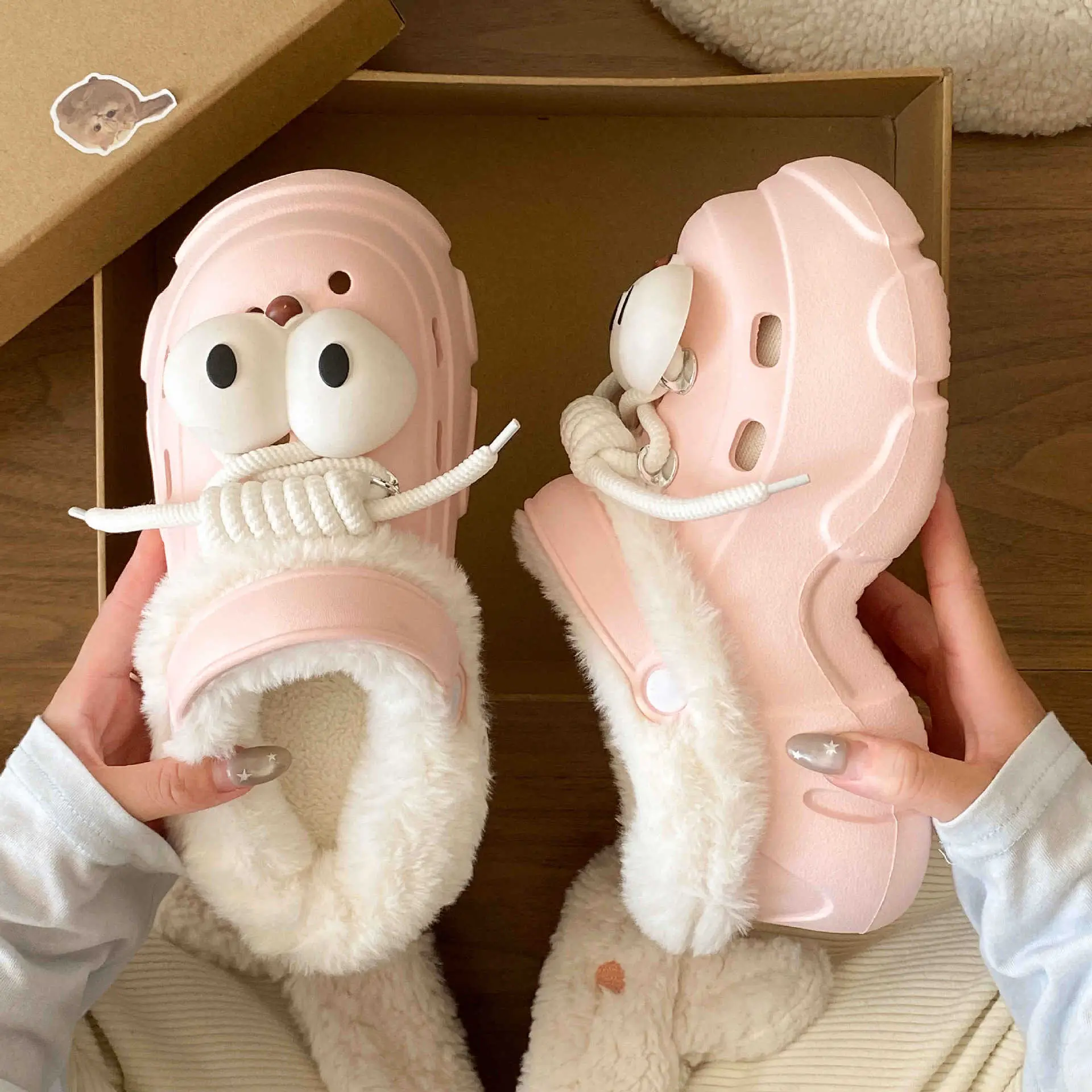 Winter Cute Panda Clogs with Warm Fleece Lining