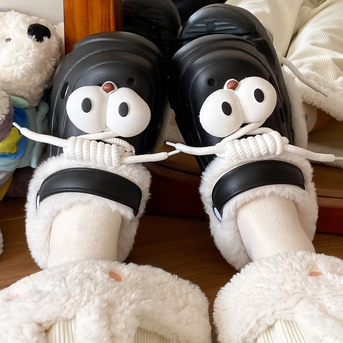 Winter Cute Panda Clogs with Warm Fleece Lining — feature 30