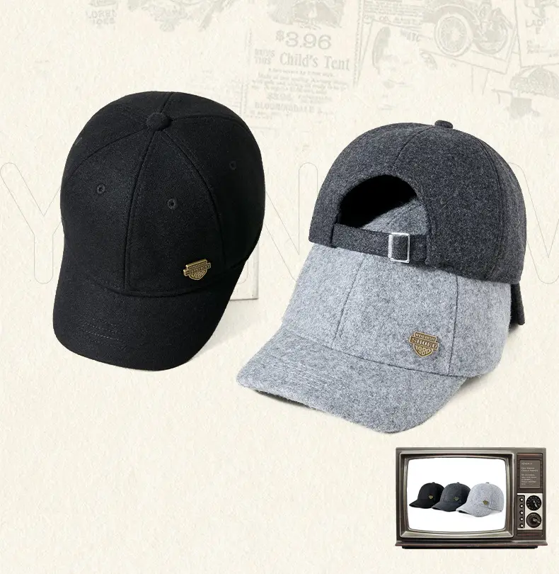 Men Woolen Warm Cap Black Large Head Winter Outdoor Sunshade — feature 16