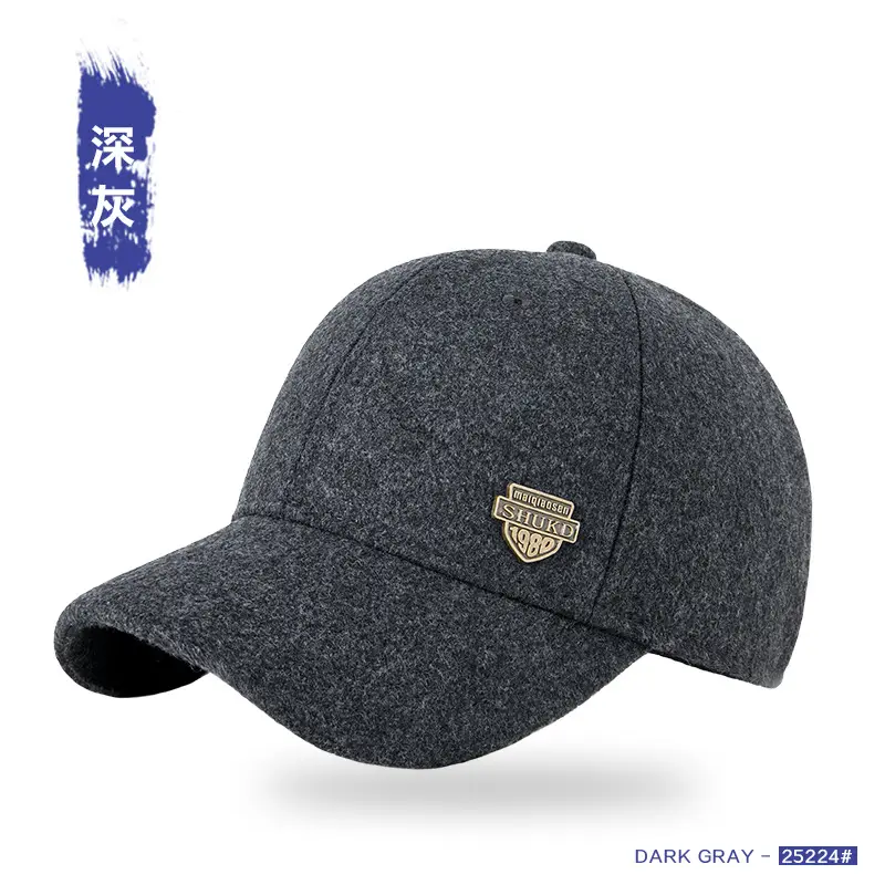 Men Woolen Warm Cap Black Large Head Winter Outdoor Sunshade - Image 2