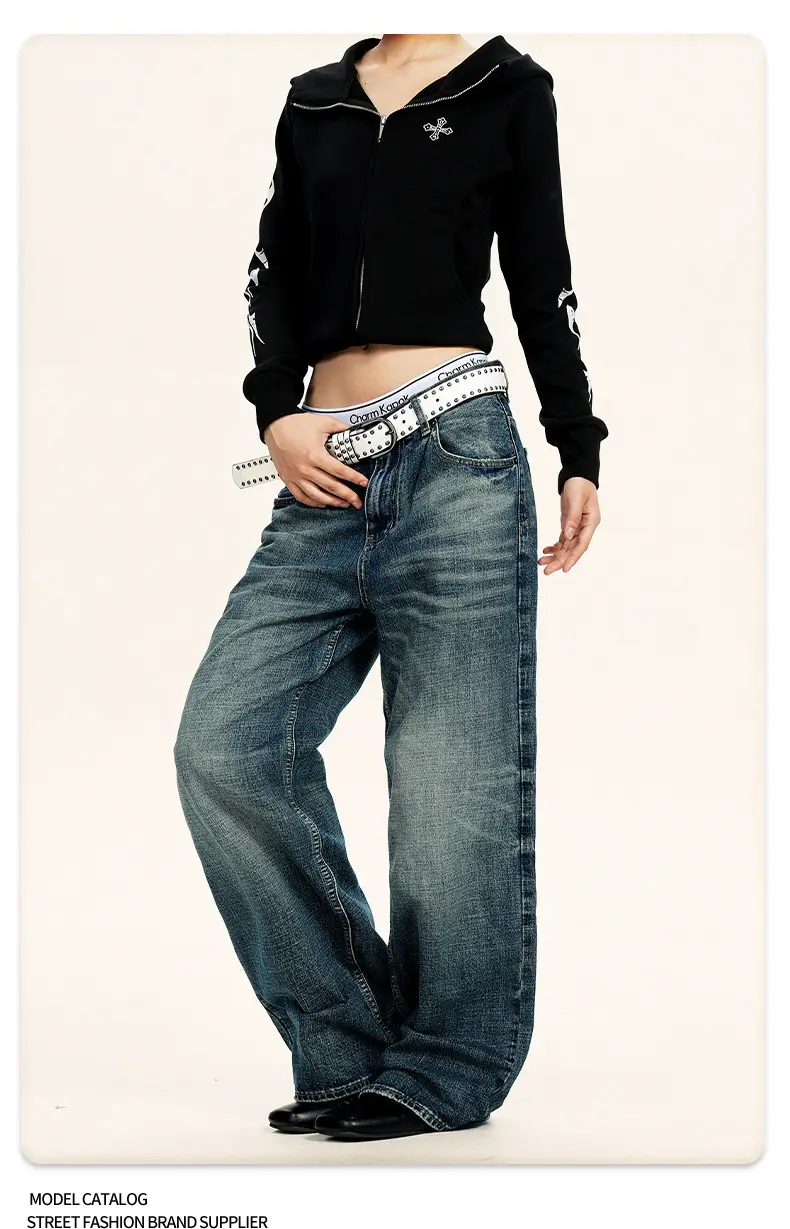 Men Wide Leg Pants Dark Blue Slim Fit Washable — feature 10