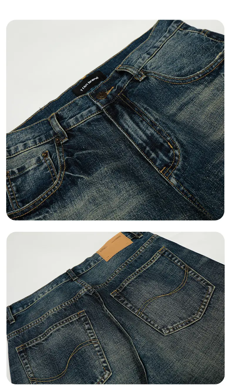 Men Wide Leg Pants Dark Blue Slim Fit Washable — feature 15