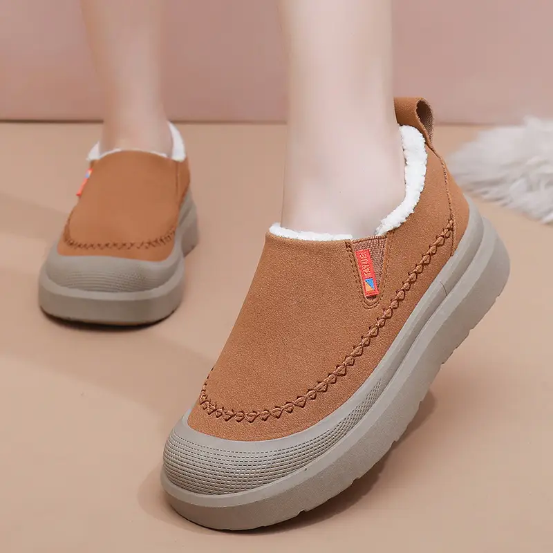 Women's Shoes, New Winter Style, Women's Shoes with Plush Lining for Warmth, Comfortable and Versatile Women's Boots, Mom Shoes, Thick-Soled Non-Slip Snow Boots