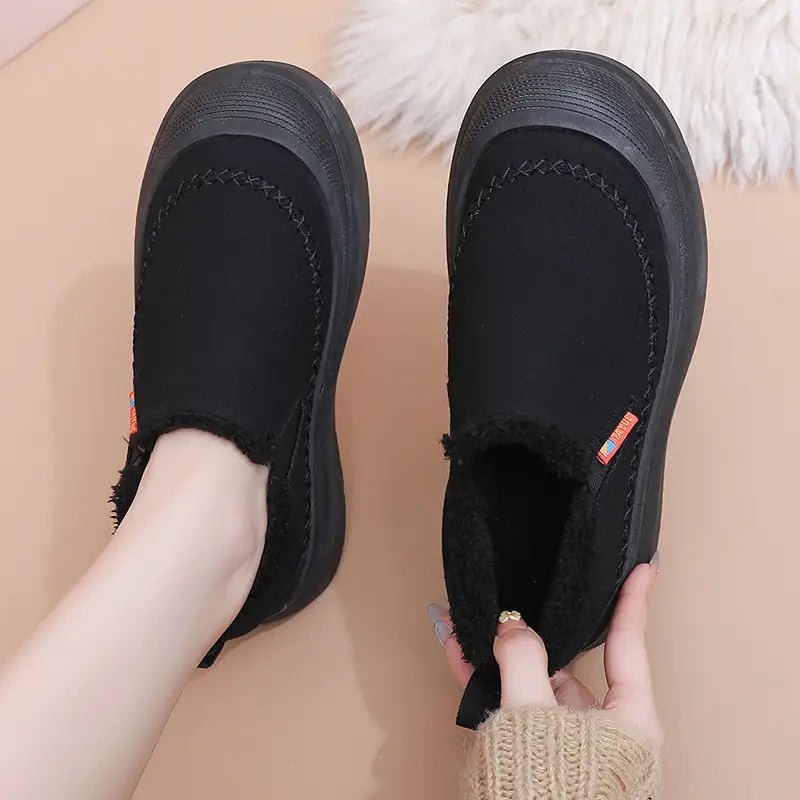 Women's Shoes, New Winter Style, Women's Shoes with Plush Lining for Warmth, Comfortable and Versatile Women's Boots, Mom Shoes, Thick-Soled Non-Slip Snow Boots