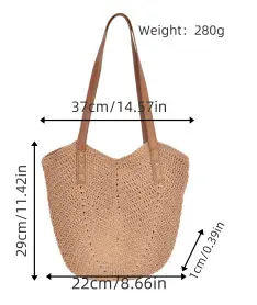 Women's Cut Out Woven Straw Tote Bag Beige 37cm — feature 6