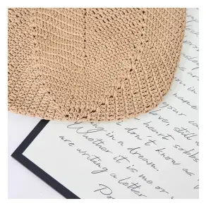 Women's Cut Out Woven Straw Tote Bag Beige 37cm — feature 9