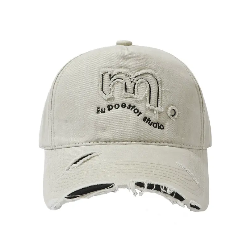 Maroon Distressed Baseball Cap with Logo - Image 8