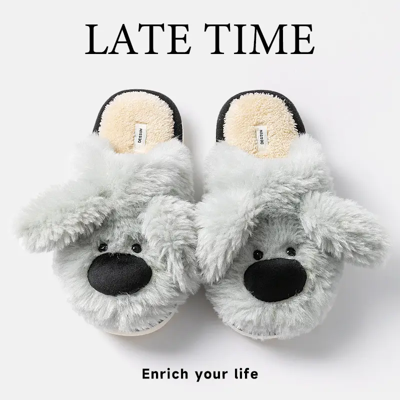 Women's Pink Bear Plush Slippers Autumn Winter