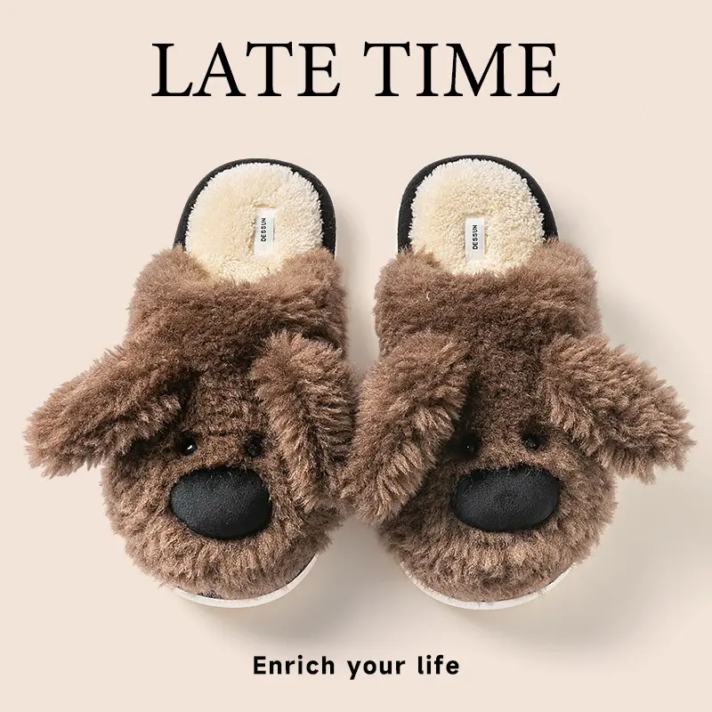 Women's Pink Bear Plush Slippers Autumn Winter