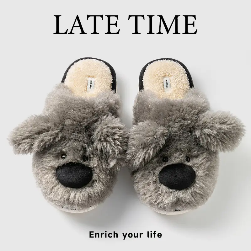 Women's Pink Bear Plush Slippers Autumn Winter