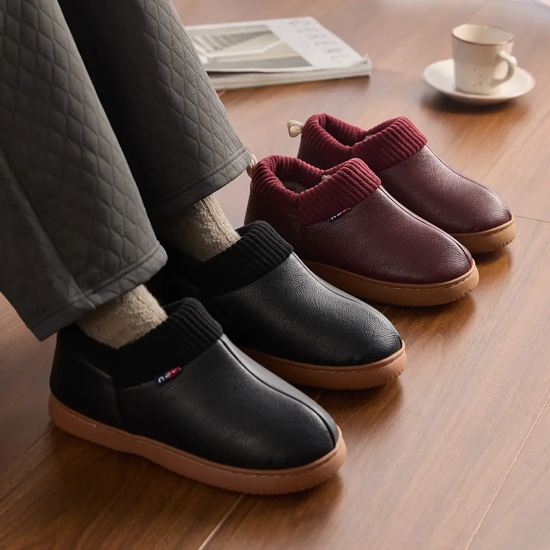 Nanbowan Home Elderly Cotton Slippers for Women Autumn and Winter Indoor Comfortable and Warm Fleece-Lined Soft Sole Thick Sole Cotton Slippers for Men - Image 7