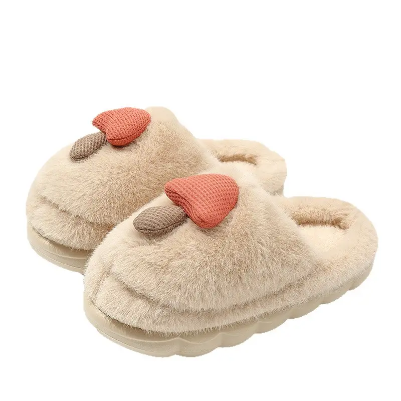 New Winter Autumn and Winter Thick-Soled Cute Mushroom Couple Indoor Thickeneded Household Eva Furry Cotton Shoes for Men and Women Wholesale - Image 9