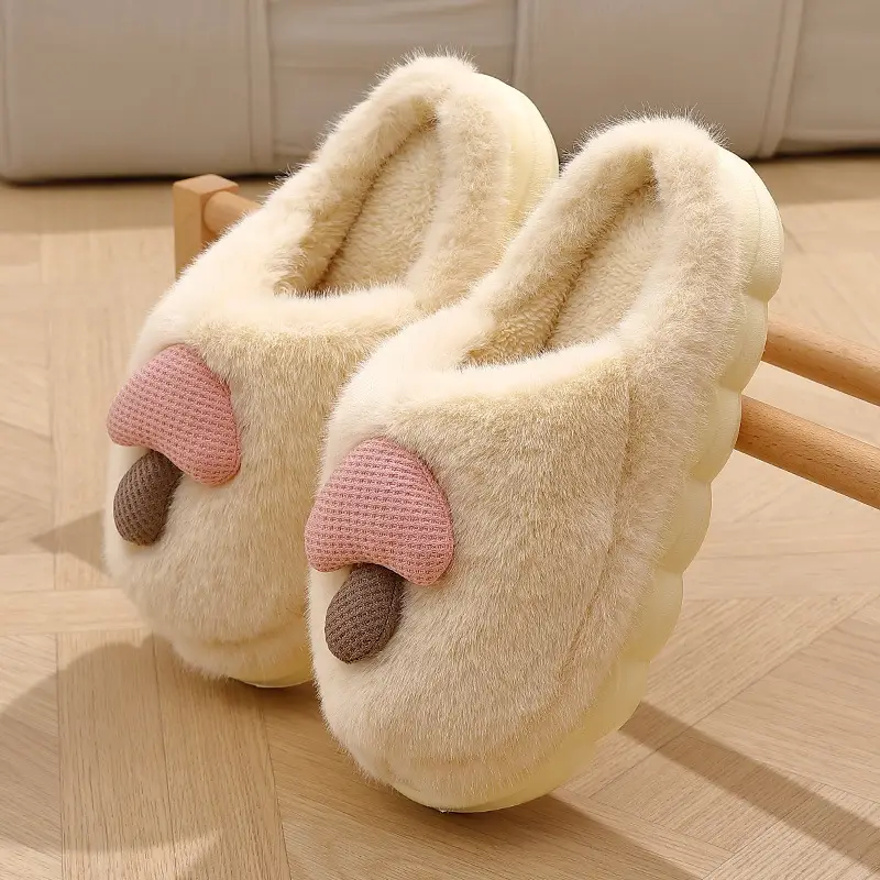 New Winter Autumn and Winter Thick-Soled Cute Mushroom Couple Indoor Thickeneded Household Eva Furry Cotton Shoes for Men and Women Wholesale — feature 10