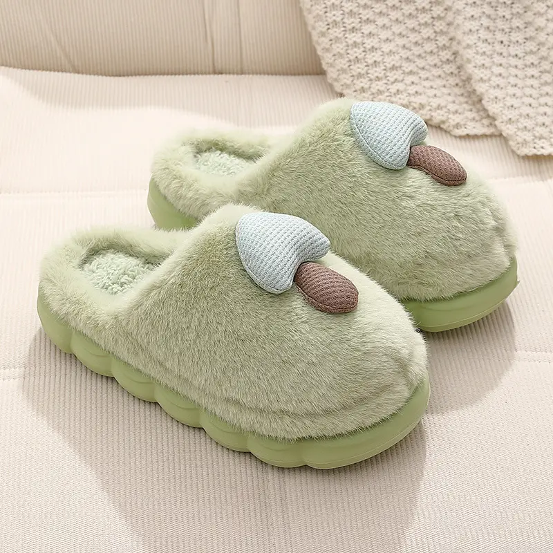 New Winter Autumn and Winter Thick-Soled Cute Mushroom Couple Indoor Thickeneded Household Eva Furry Cotton Shoes for Men and Women Wholesale — feature 11