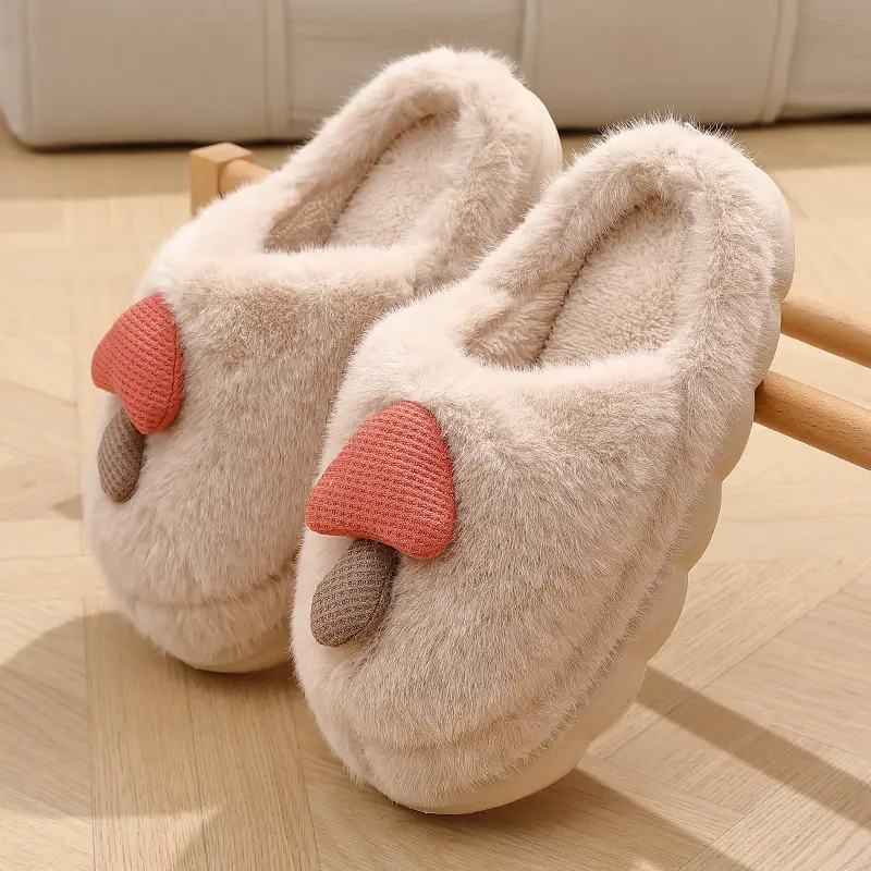 New Winter Autumn and Winter Thick-Soled Cute Mushroom Couple Indoor Thickeneded Household Eva Furry Cotton Shoes for Men and Women Wholesale — feature 6
