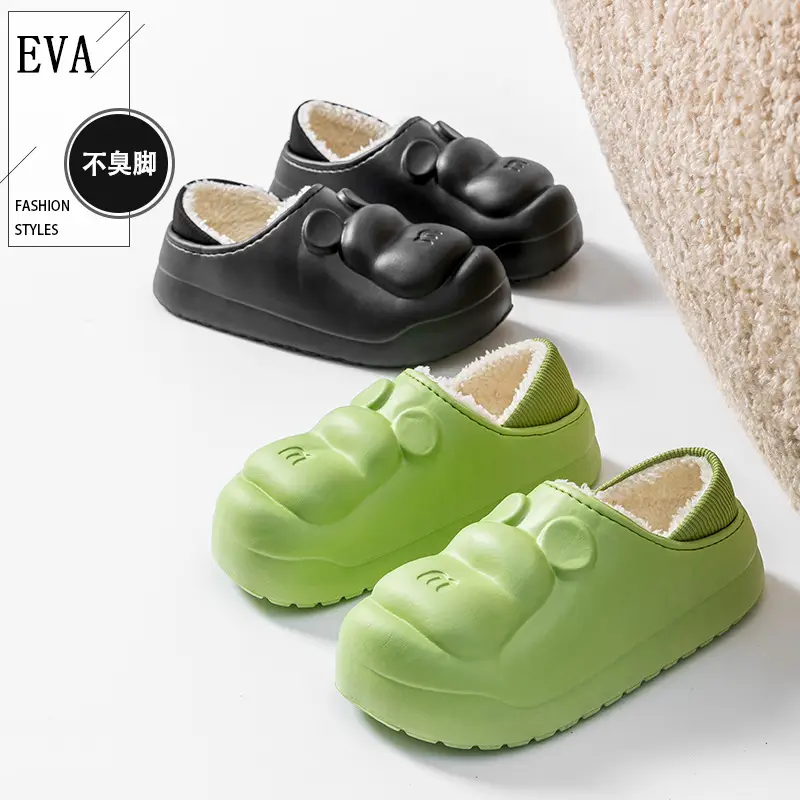 Cixi Cotton Slippers for Women, Spring, Autumn and Winter Home Use, Indoor Non-Slip Warm Confinement Shoes, Thick-Soled Home Couple Men - Image 5