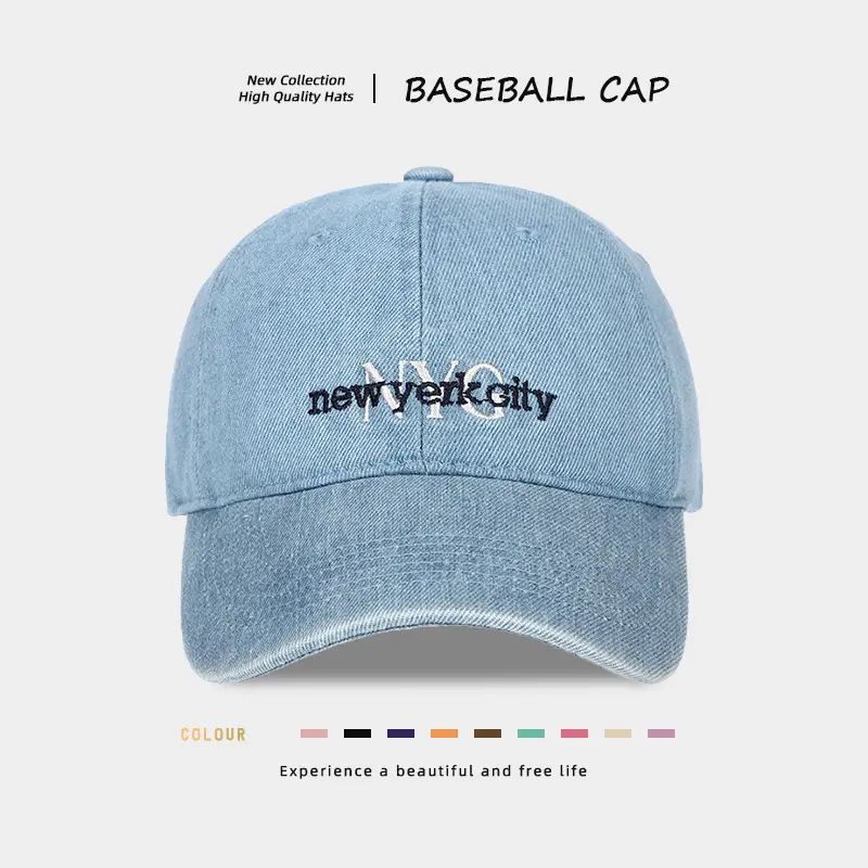 NYC Embroidered Baseball Cap for Women, Light Gray - Image 5
