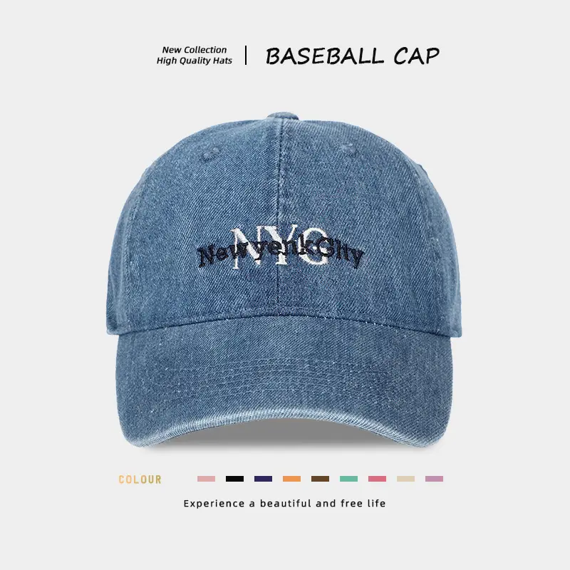 NYC Embroidered Baseball Cap for Women, Light Gray — feature 3