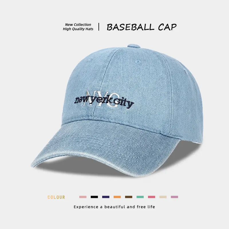 NYC Embroidered Baseball Cap for Women, Light Gray — feature 5