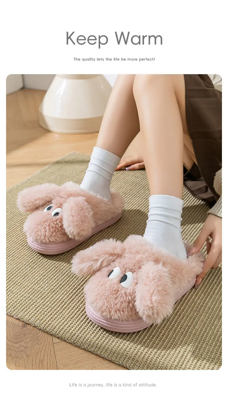 Cute Plush Slippers for Girls Thick Warm Cotton Non-Slip — feature 9