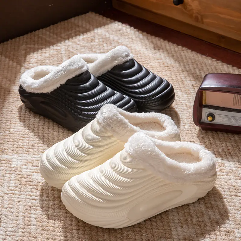 Waterproof Fleece Lined Slippers for Women Men Winter Warm Non-Slip - Image 8