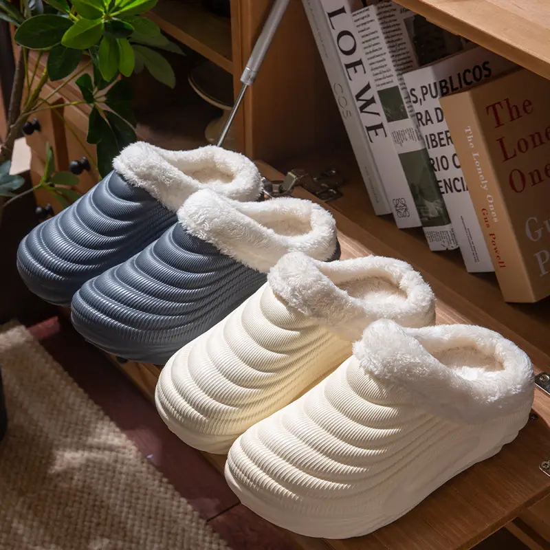 Waterproof Fleece Lined Slippers for Women Men Winter Warm Non-Slip - Image 9