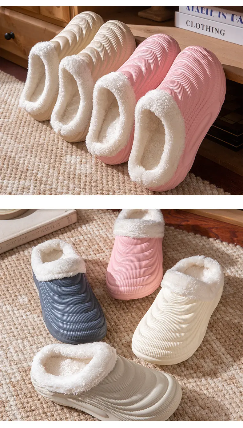 Waterproof Fleece Lined Slippers for Women Men Winter Warm Non-Slip — feature 8