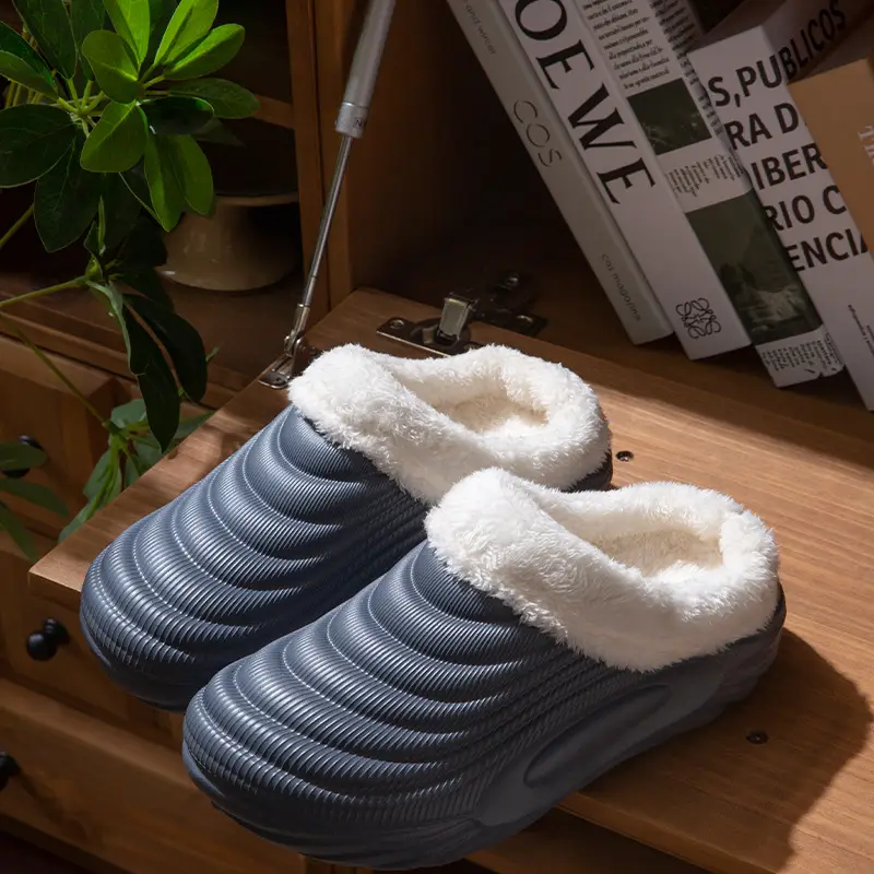 Waterproof Fleece Lined Slippers for Women Men Winter Warm Non-Slip - Image 4