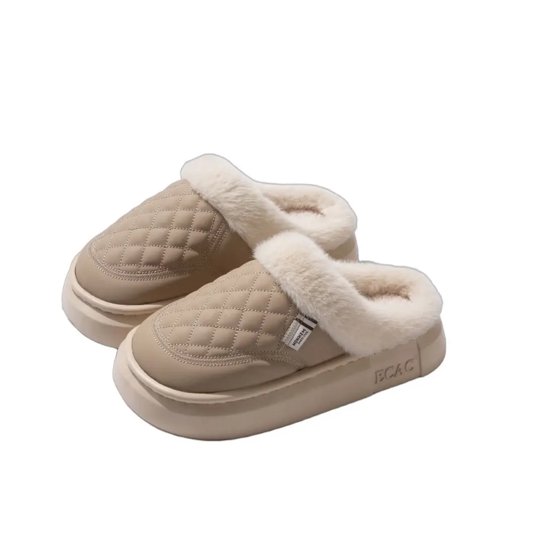 Women's Cotton Slippers 2025 New Autumn and Winter Couple Home Non-Slip Cotton Shoes with Plush Thickened Warm Waterproof Maternity Shoes - Image 10