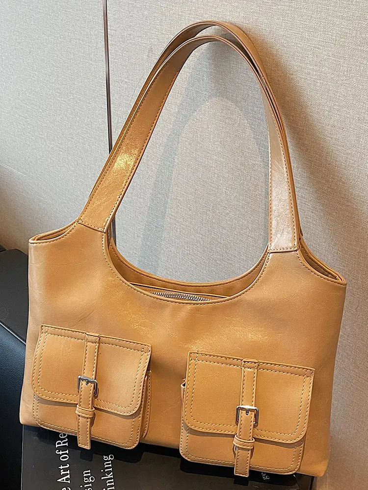 Women's Large Capacity Leather Shoulder Bag Brown 2025 - Image 6