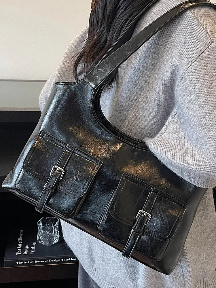 Women's Large Capacity Leather Shoulder Bag Brown 2025 - Image 7