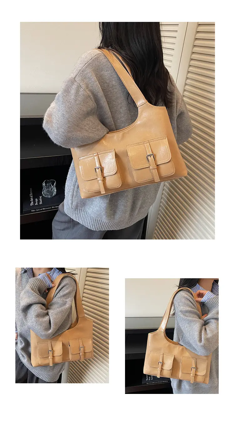 Women's Large Capacity Leather Shoulder Bag Brown 2025 — feature 17