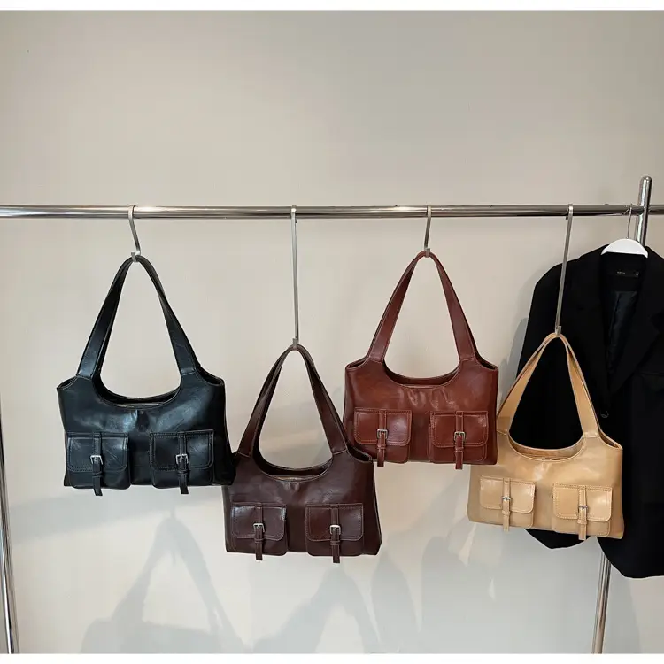 Women's Large Capacity Leather Shoulder Bag Brown 2025 — feature 18