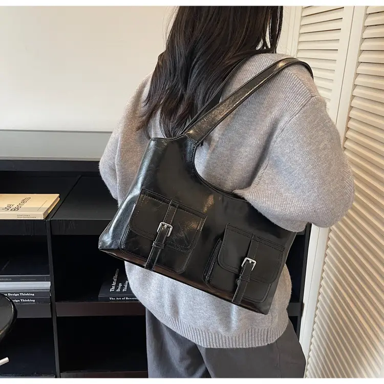 Women's Large Capacity Leather Shoulder Bag Brown 2025 — feature 20