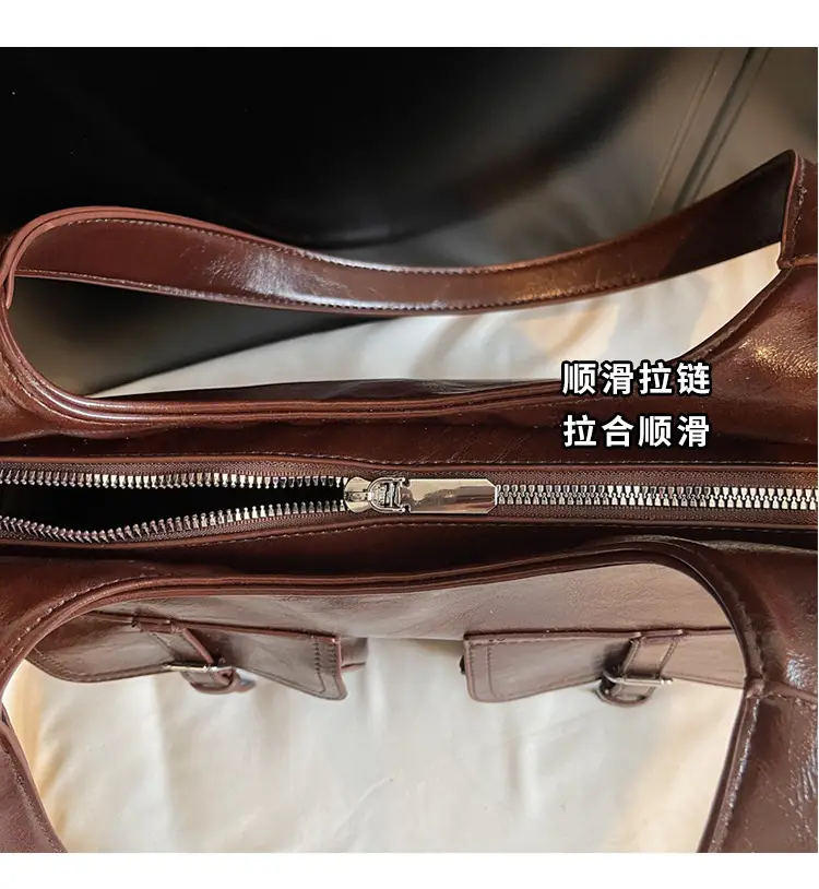 Women's Large Capacity Leather Shoulder Bag Brown 2025 — feature 8