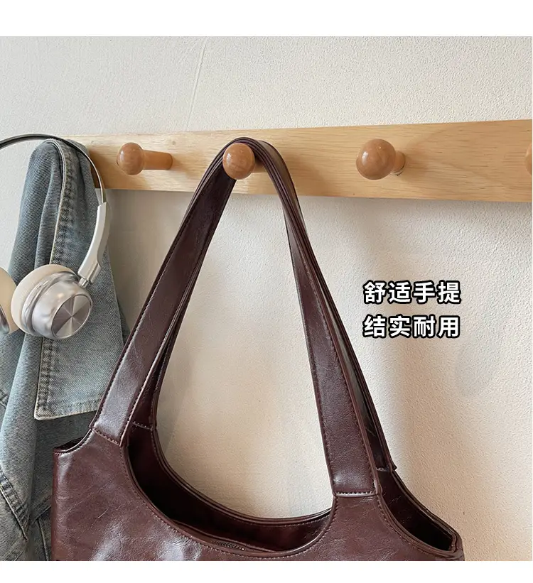 Women's Large Capacity Leather Shoulder Bag Brown 2025 — feature 9