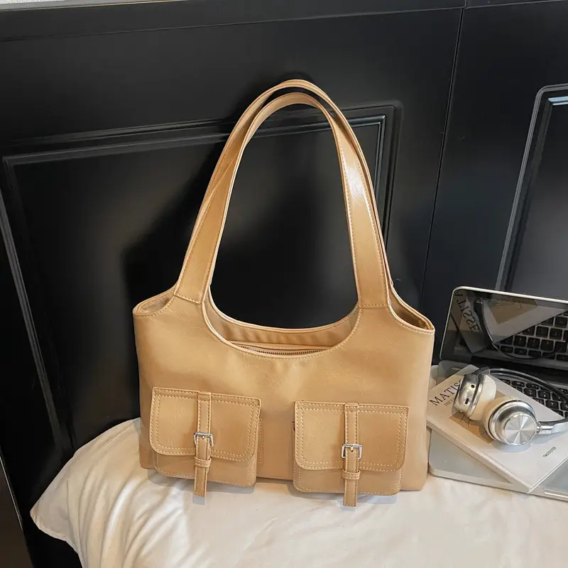 Women's Large Capacity Leather Shoulder Bag Brown 2025 - Image 2