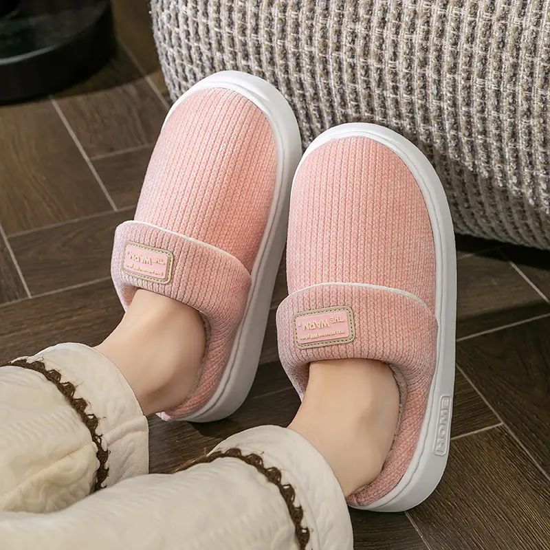 Women Winter Slip-On Cotton Slippers Brown