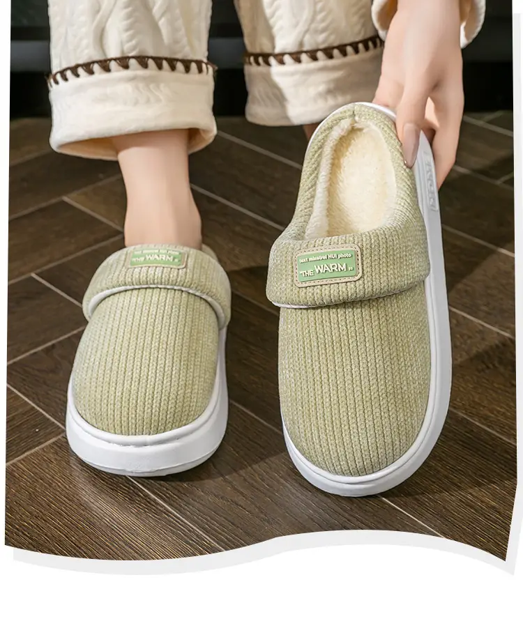 Women Winter Slip-On Cotton Slippers Brown — feature 11