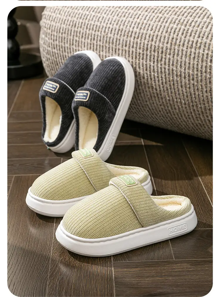 Women Winter Slip-On Cotton Slippers Brown — feature 13