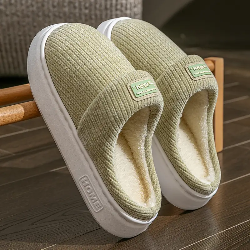 Women Winter Slip-On Cotton Slippers Brown