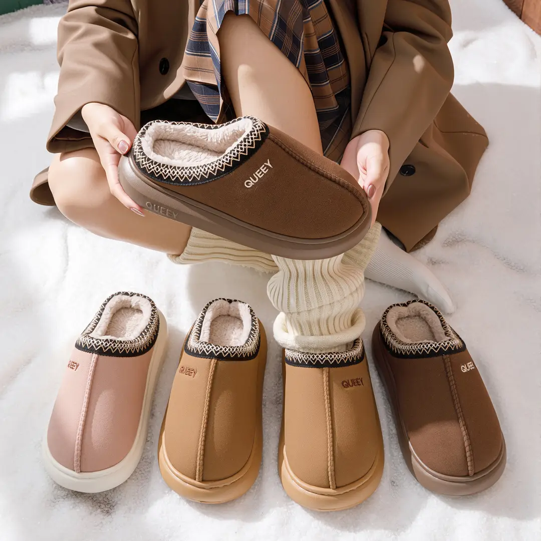 2025 New Lace Toe-Toe Slippers, Winter New Velvet Warm Home Cotton Slippers - Image 7