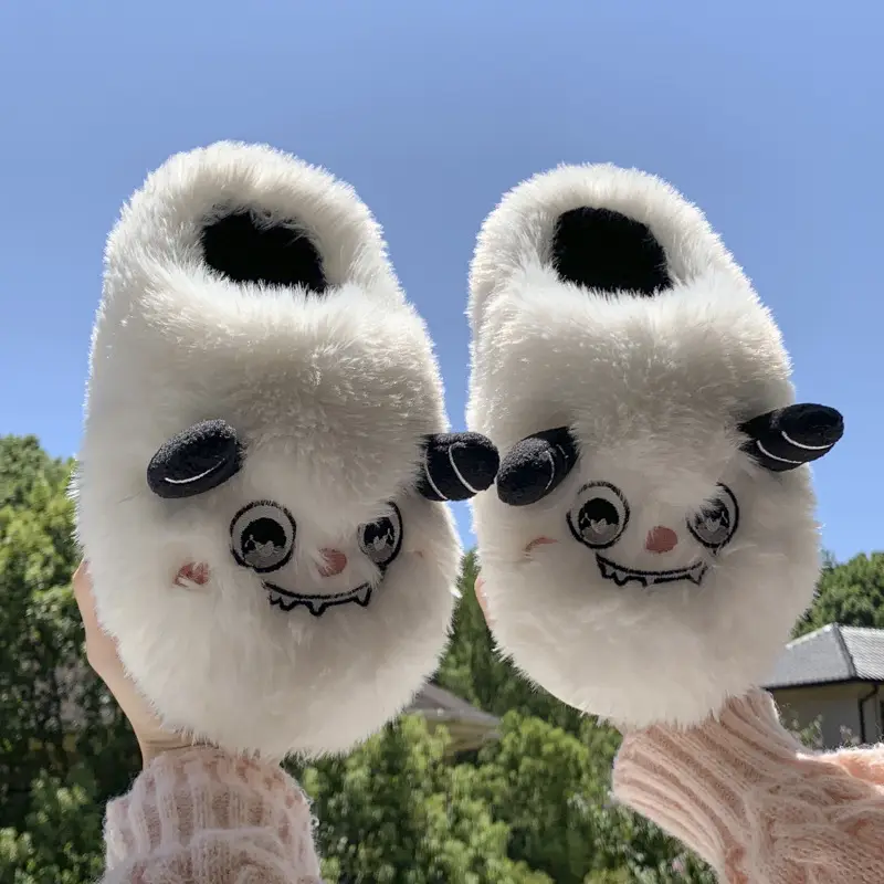 Mingsheng Cotton Slippers Elf Cartoon Half-Pack Slippers Home Plush Slippers Furry Slippers Winter New Lightweight Slippers
