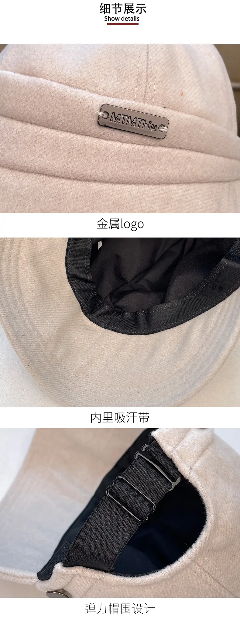 Women Woolen Fisherman Hat Black Autumn Winter Large — feature 11